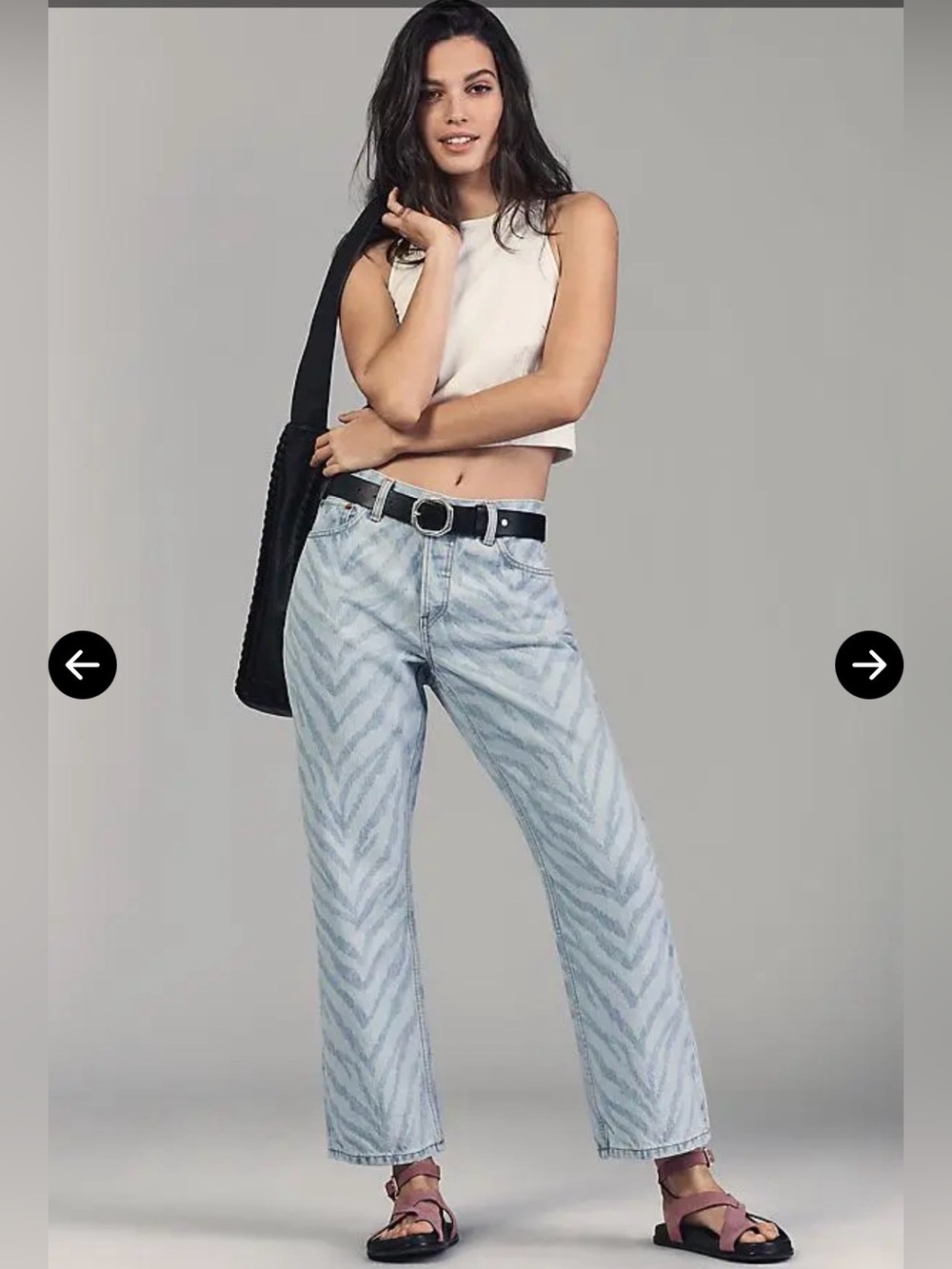 RE/DONE Easy Straight Crop Jeans Cebra Zebra Print Size 26 NWT $295
